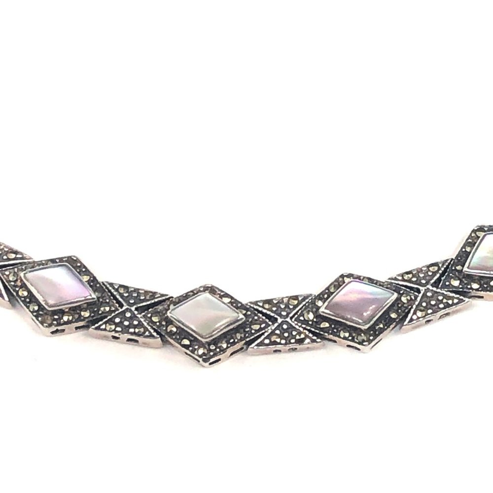 Sterling Mother of Pearl & Marcasite Bracelet